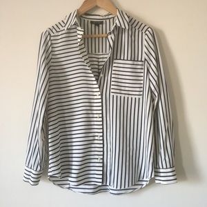 Topshop Navy and white striped blouse